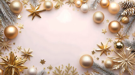 Christmas Background Creates a Festive Atmosphere with Ornaments and Stars Decorated Beautifully