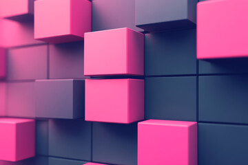 Obraz premium Pink and black cubes create modern abstract pattern