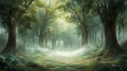 Obraz premium Enchanted Forest Path: A Mystical Journey Through Verdant Woods