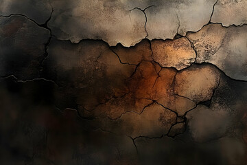 Dark Cracked Surface Texture Shows Deep Cracks and Rough Edges with Abstract Background Design.