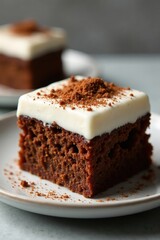 Delicate white glaze topped with rich brown chocolate, dessert, brown