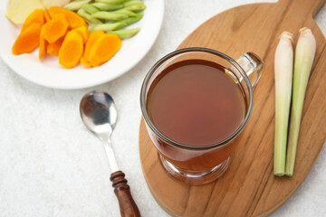 Wedang Jahe, ginger drink with palm sugar, traditional drink from Indonesia
