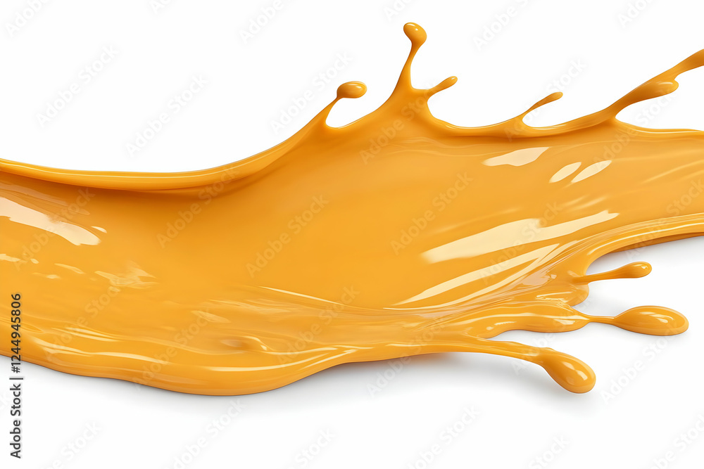 Poster a splash of vibrant orange liquid dynamically flows and spreads