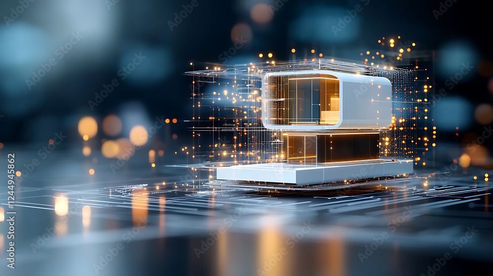 Aufkleber innovative digital technology showcase virtual environment 3d visualization futuristic design abstra