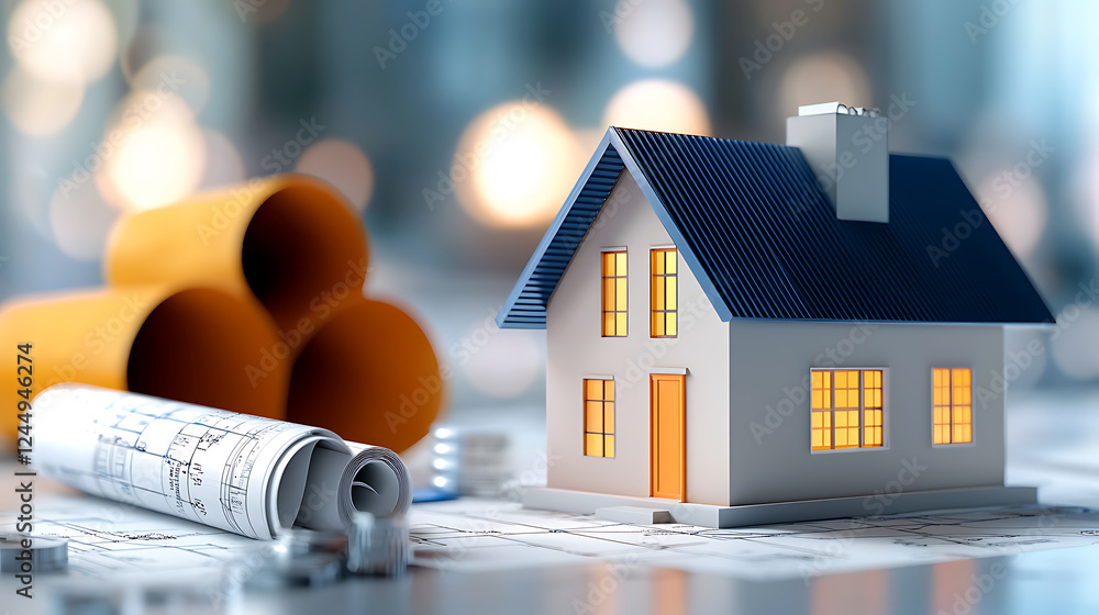 Aufkleber building dreams model house creation indoor studio architectural visualization detailed design conte
