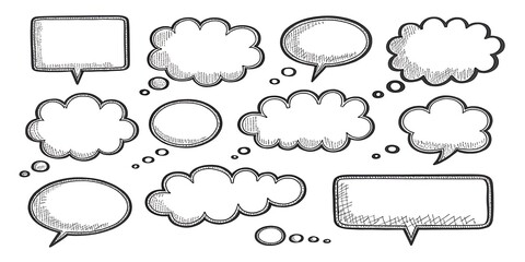 set of comic speech bubbles
Hand-Drawn Sketch Style Speech and Thought Bubbles on White Background