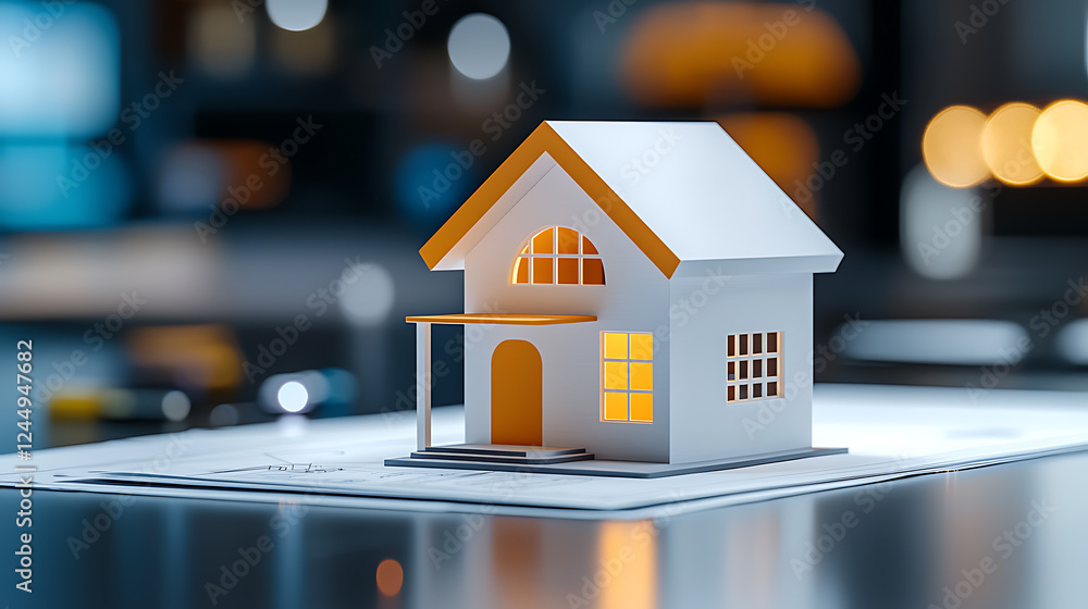 Poster innovative house model design modern studio 3d visualization indoor setting close-up perspective arc