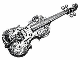 Obraz premium Ornate Violin with Detailed Scrollwork and Elegant Design Showcases Craftsmanship Brilliantly