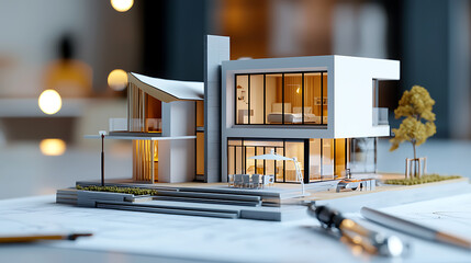 Architectural model showcase modern home design indoor setting contemporary environment close-up view innovative concepts
