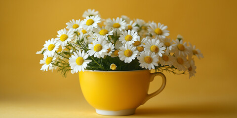 Vibrant floral arrangement indoor setting nature photography soft yellow background close-up perspective cheerful ambience
