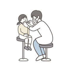 歯科検診を受ける女の子の全身イラスト