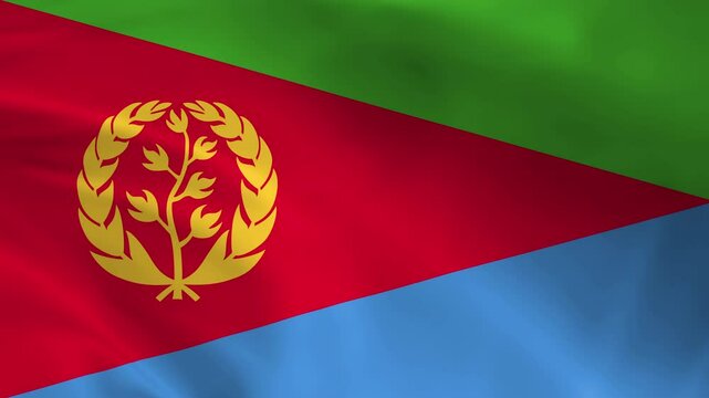 Eritrea flag waving animation, perfect looping, 4K video background, official colors, looping National Eritrea flag animation background 4k best choice and suit for your footage