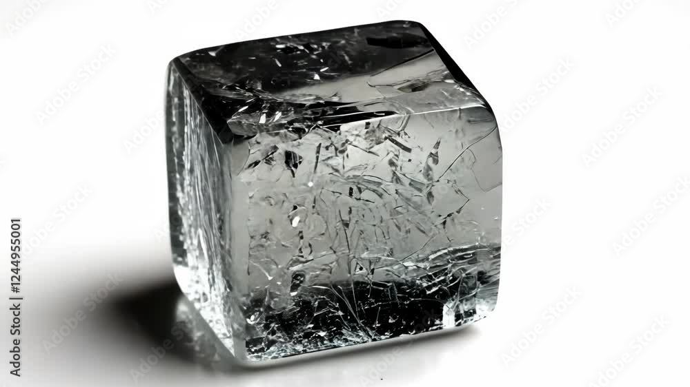 Poster melting ice cube sequence: detailed transformation and texture studies