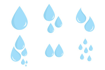 Set of water drop icon with blue color. Suitable for flat design icon, clip art, stickers, illustration, etc