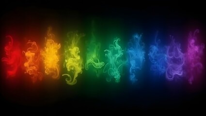 Fototapeta premium A vibrant rainbow stretches across a dark, rich black background, gradating smoothly from one to another, with a subtle glow emanating from within, as if lit from behind, It’s beyond imagination.