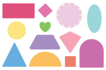 Set of geometric abstract with pastel color. Various abstract shape on white background