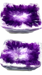 Two Purple and White Resin Art Pieces Showcasing Abstract Designs with Fluid patterns