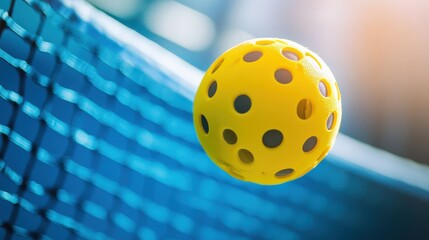 Dynamic Action Shot of Pickleball in Mid-Air