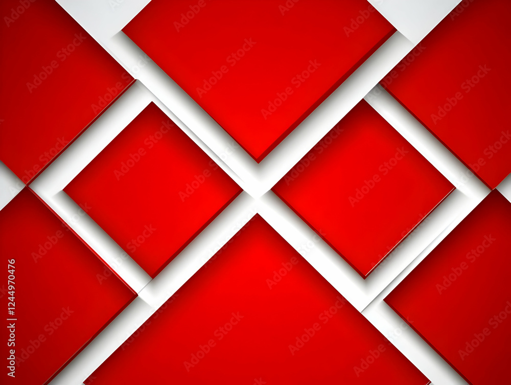 Aufkleber red and white abstract geometric background creates a dynamic visual with interlocking squares.