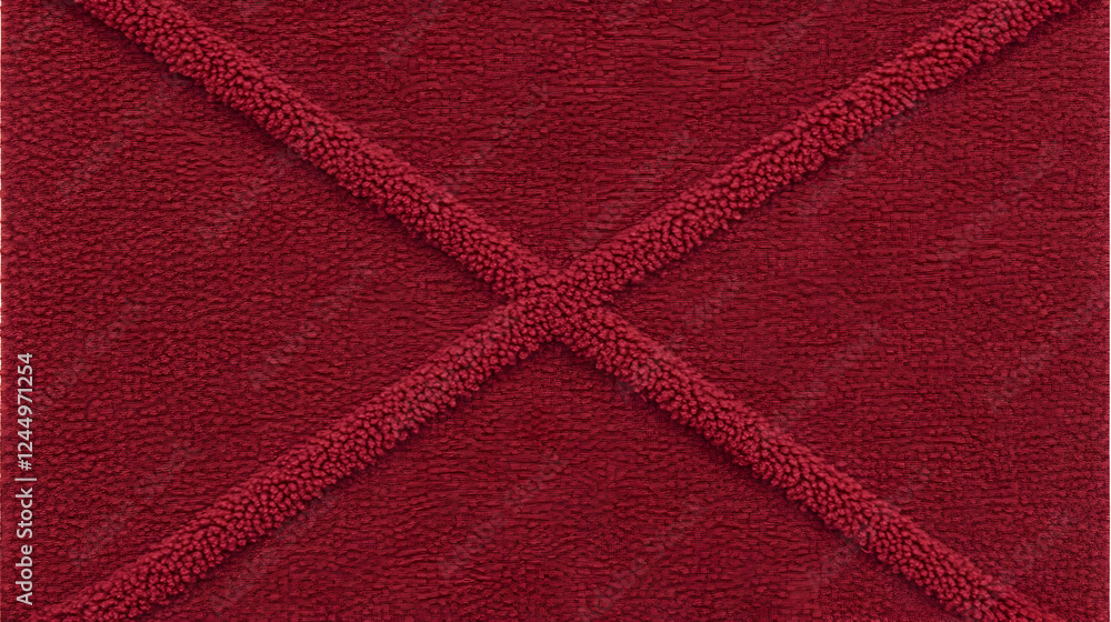 Poster close-up of a red textured fabric with a cross design