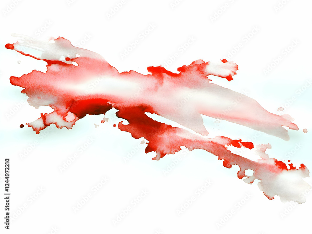 Aufkleber abstract red watercolor splashes creates a dynamic and expressive visual on white background.