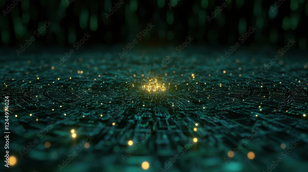 Poster digital abstract background with glowing particles