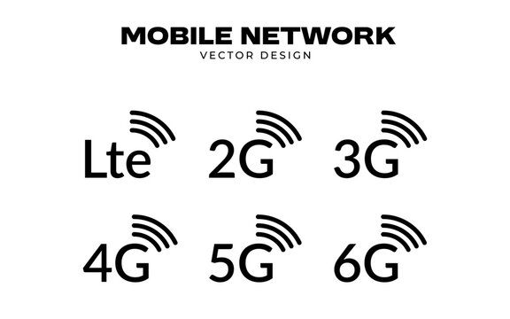 set of mobile network icon vector design