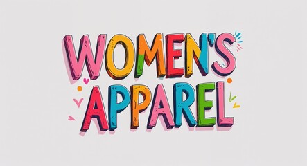 womens apparel colorful hand drawn lettering art design on plain white background