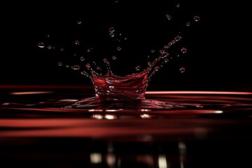Red liquid splash, dark background, website banner