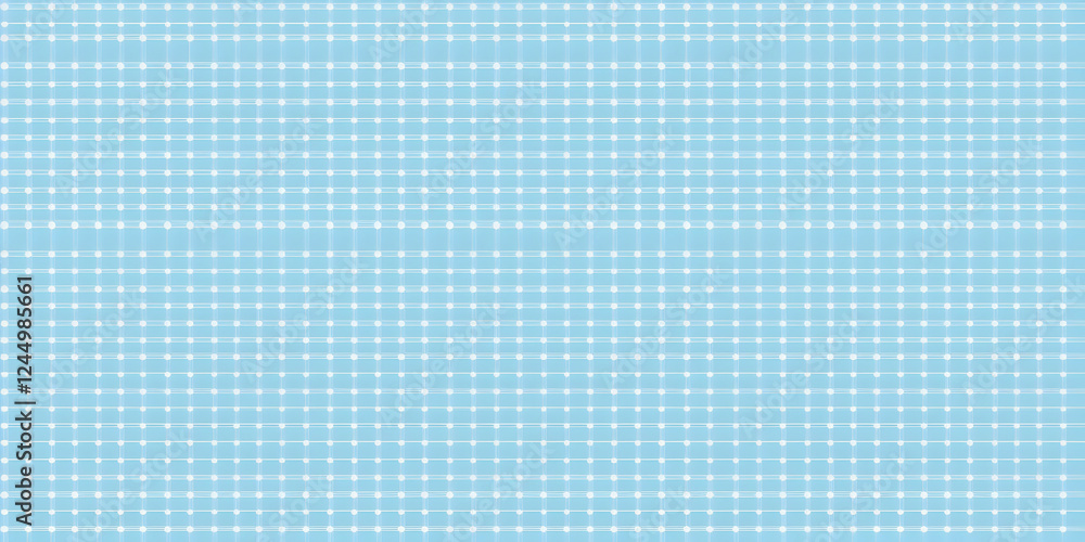 Poster light blue background displays a grid pattern with white intersecting lines and dots
