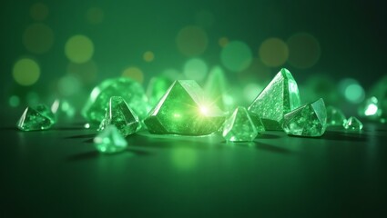 green themed sparkling crystal shards background