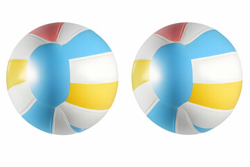 Obraz premium Two Colorful Beach Balls Isolated on White Background Reflecting Light