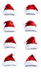 Watercolor Christmas Santa Hats Collection from Multiple Angles and Viewpoints