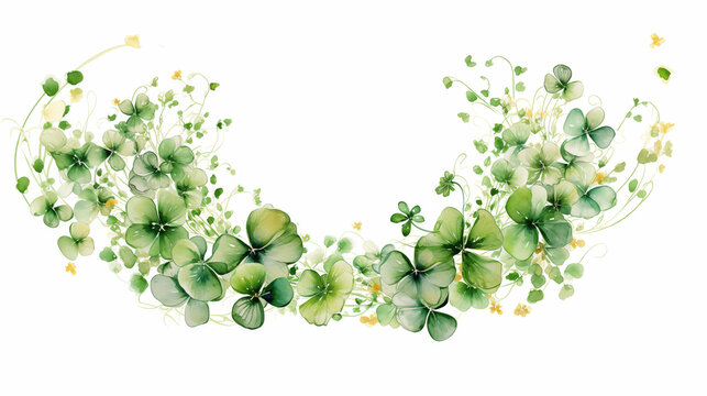 Four Leaf Clover Wreath with Green and Yellow illustration ~ Created using Generative AI