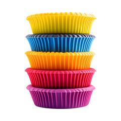 Colorful Cupcakes Stacked Isolated on Transparent Background