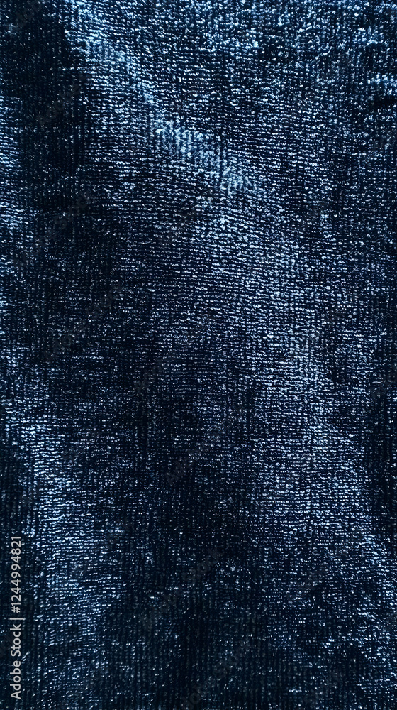Aufkleber close-up of blue textured fabric shows intricate weaving pattern, creating a visually appealing desi