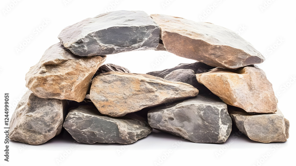 Poster pile of rocks forms an archway on a white background