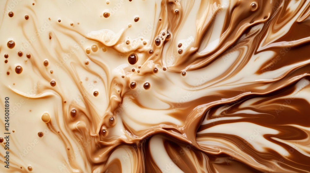 Poster a swirling mixture of cream and chocolate creates an abstract, fluid pattern with rich textures and 