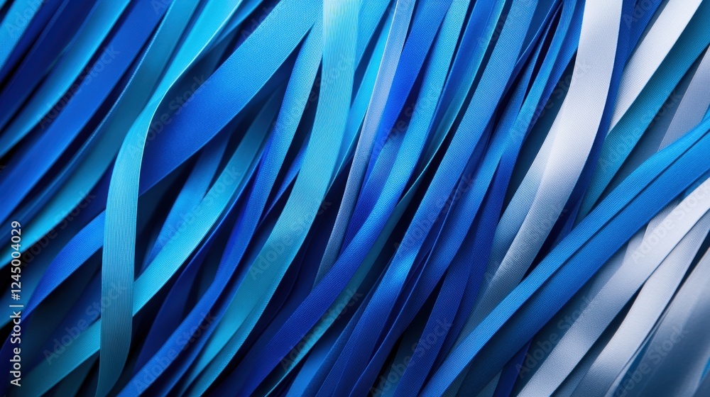 Poster a vibrant array of blue ribbons showcases various shades, creating a stunning visual texture that ev