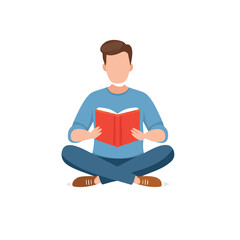 Boy is reading a book 1 vector