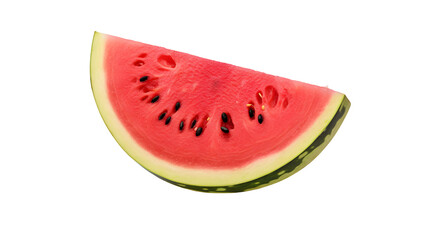 Fresh and Juicy Watermelon Slice with Vibrant Red Flesh and Crisp Green Rind, Perfect for Summer Designs and Healthy Living Promotions on Transparent Background