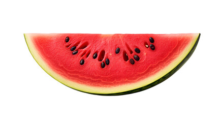 Fresh and Juicy Watermelon Slice with Vibrant Red Flesh and Crisp Green Rind, Perfect for Summer Designs and Healthy Living Promotions on Transparent Background