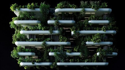 Modern Architectural Design Featuring Green Facades and Abundant Plant Life for Urban Sustainability