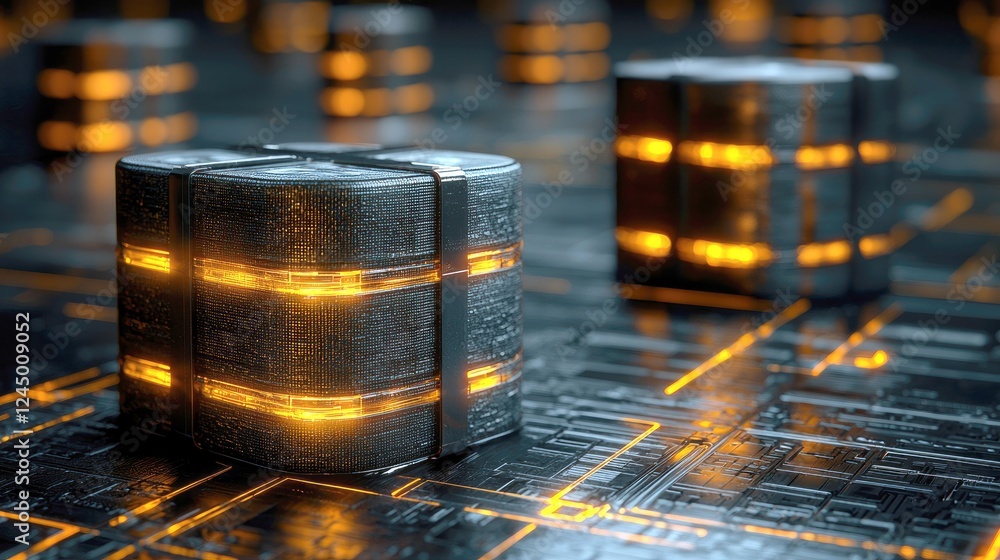 Aufkleber futuristic data server: abstract cyberpunk technology background. digital network, innovation, and c