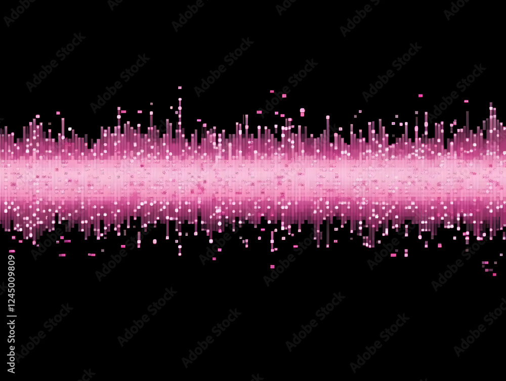 Aufkleber pink digital soundwave flows across black background creating abstract visual