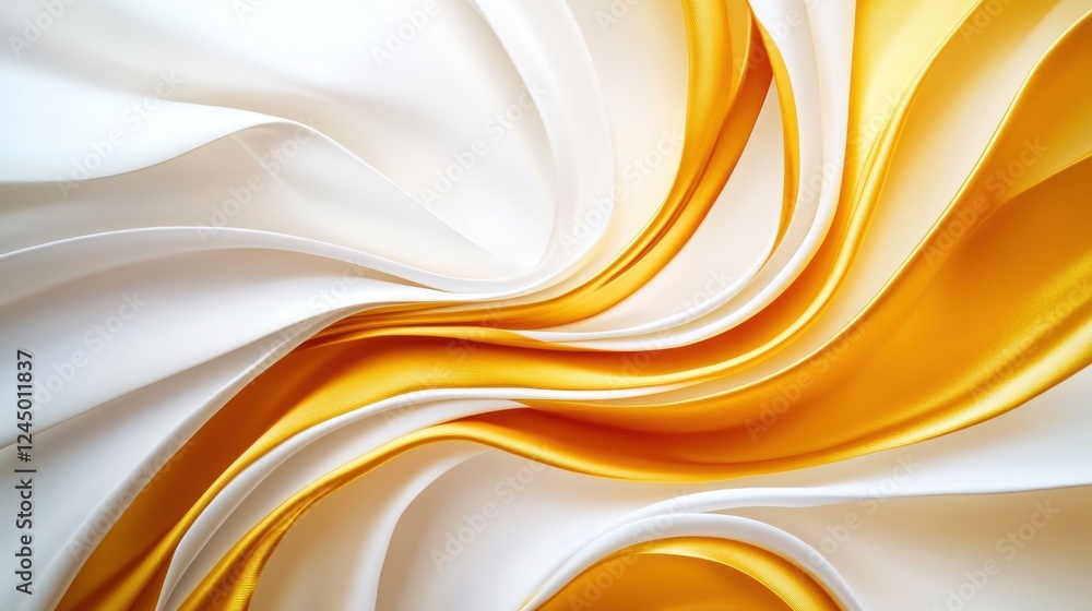 Aufkleber a vibrant swirl of white and golden fabric, showcasing smooth textures and elegant folds, creating a