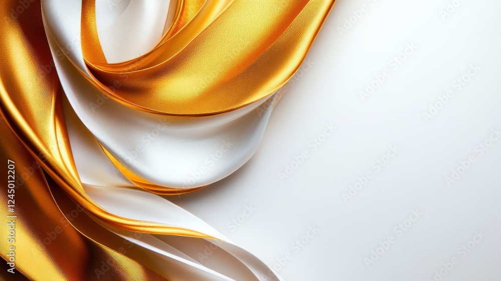 Poster a flowing golden and white ribbon gracefully drapes across a light background, creating an elegant a