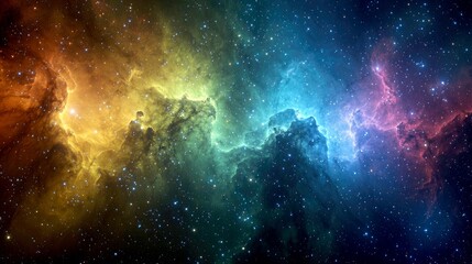 Naklejka premium Cosmic Canvas: A vibrant nebula in deep space, showcasing the beauty and wonder of the universe's celestial tapestry.