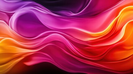 Fototapeta premium A vibrant, flowing abstract design featuring waves of purple, pink, and orange, creating a dynamic visual experience.