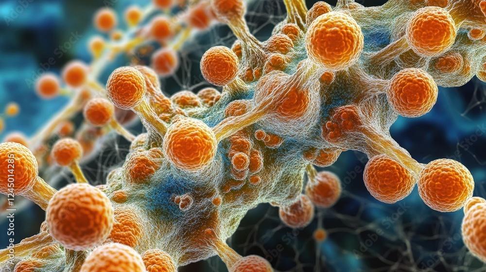 Poster Colorful Microbial Structures with Intricate Details and Patterns